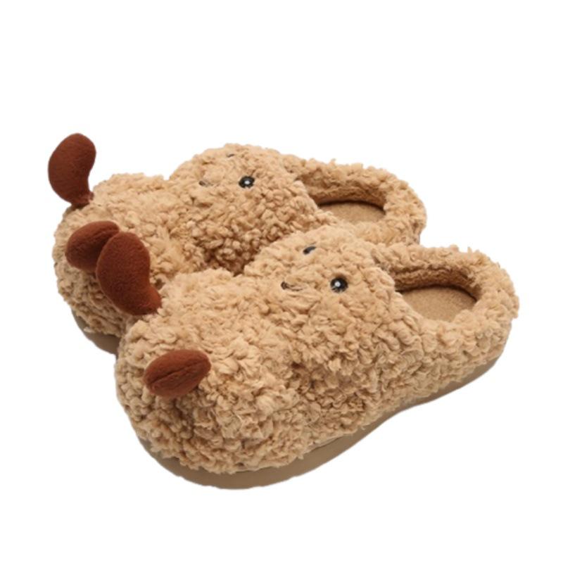 Γυναικείες Χαριτωμένες Παντόφλες Αραχίδα από Βελούδο - Άνετες, με Παχιά Σόλα, Αντιολισθητικά Βαμβακερά Υποδήματα για Φθινόπωρο/Χειμώνα