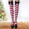 Festival-Schleifenakzent Gestreifte Lange Socken für Damen Weihnachtsfeiern Cosplay Oberschenkelhoch Über dem Knie Strümpfe Strumpfwaren
