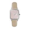 [RUMTTON] RUMTTON Harbor Pink Perlmutt Beige Band Leder Armbanduhr Silber