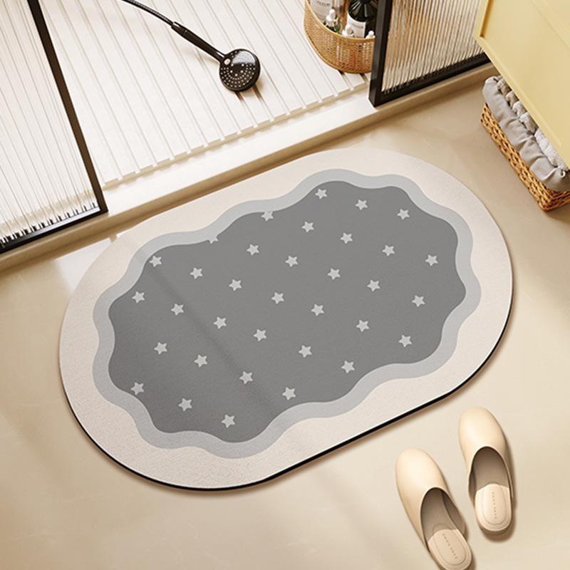 

Creamy Diatom Mud Floor Mat Oval Color Entrance Foot Mat Diatom Mud Water Absorption Quick-drying Mat Bathroom Anti-slip Floor Mat 50 * 80cm