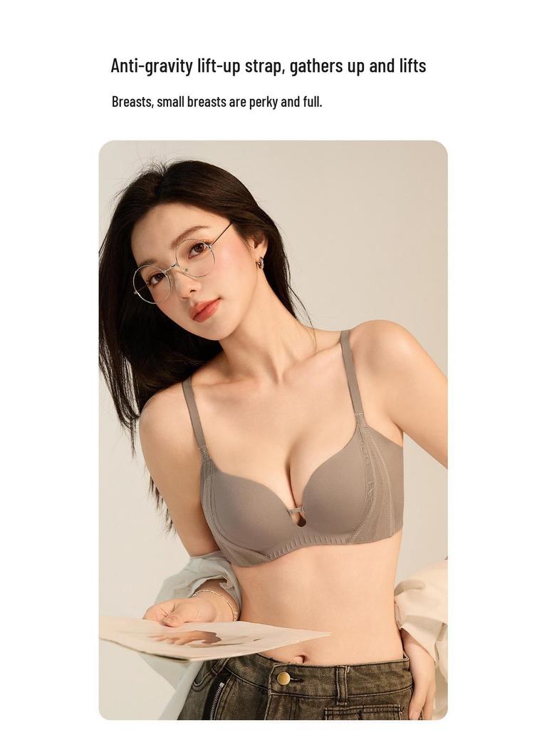 Women's Seamless Underwear: Comfortable Uplift Bra for Smaller Chests – Anti-Sagging, Wire-Free, Side Support.