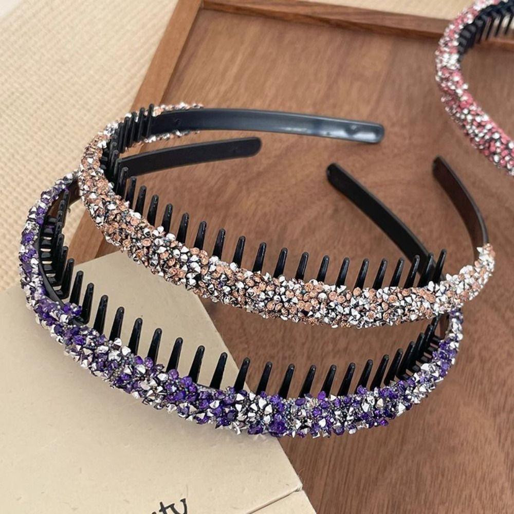 With Toothed Thin Hairband Shiny Hair Hoop Sweet Rhinestone Headband  Face Wash