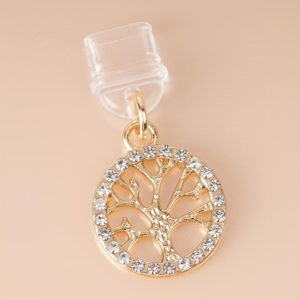 Rhinestone Small Tree Mobile Phone Dust Plug Simple Fashion Alloy Pendant Suitable for IPhone, Type-C for Android Pendant Jewelry
