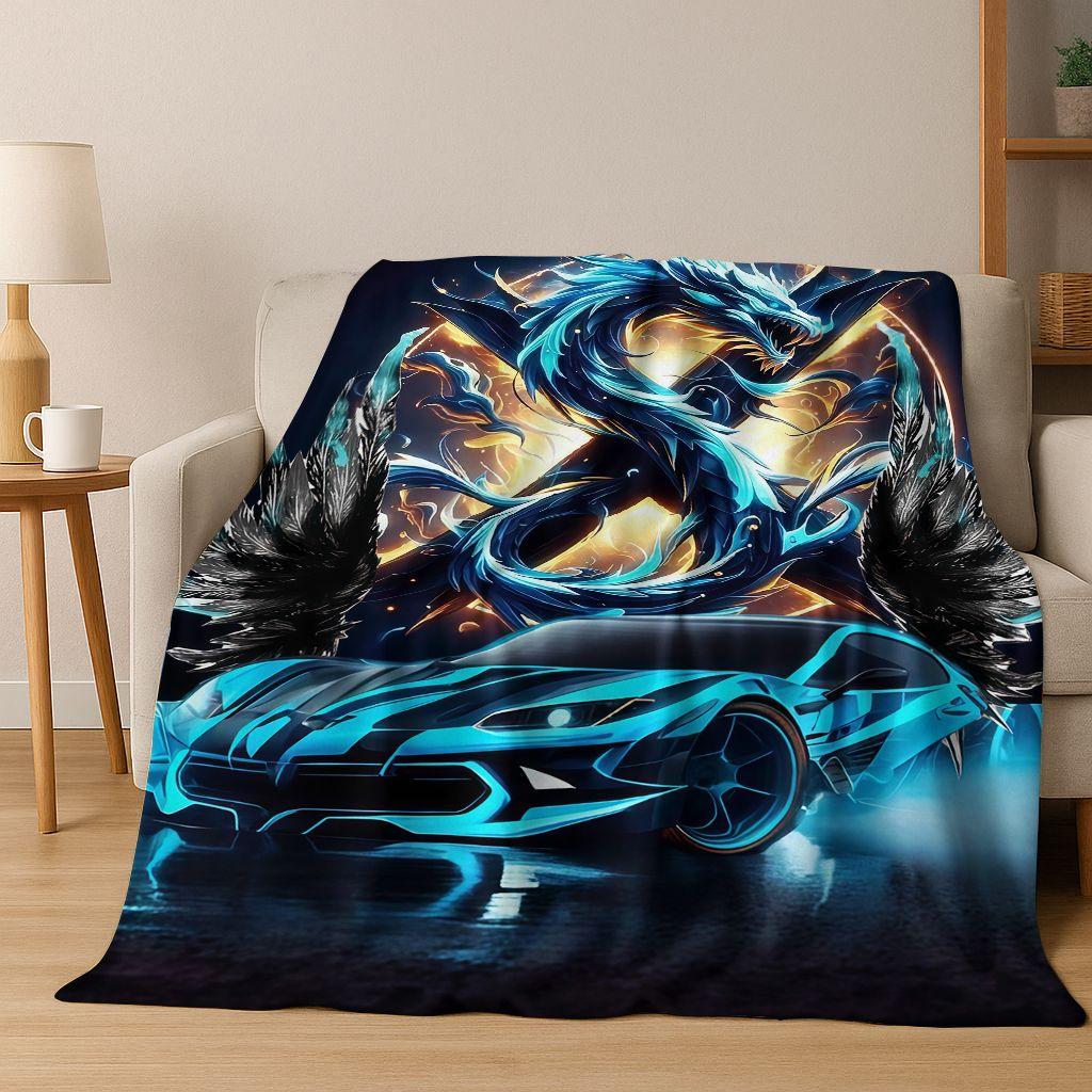 Future Concept Sports Car Racing Bike Art Flannel Blanket,Cozy Soft Throw Blanket for Home Bedroom Bed Sofa Picnic Cover Gift
