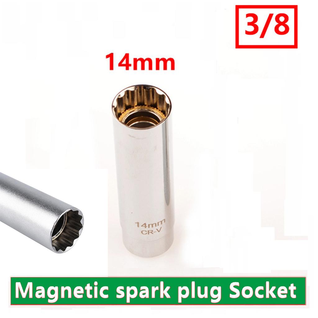 65mm Magnetic Spark Plug Socket Wrench 3/8 14MM Spark Plug Removal Tool Chrome