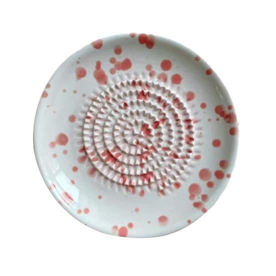 Ceramic Grater Bowl, Manual Ginger Garlic Mincer with Ink Splash Pattern, Pepper Grinding Plate for Wasabi Daikon, Dishwasher Safe Kitchen Essential