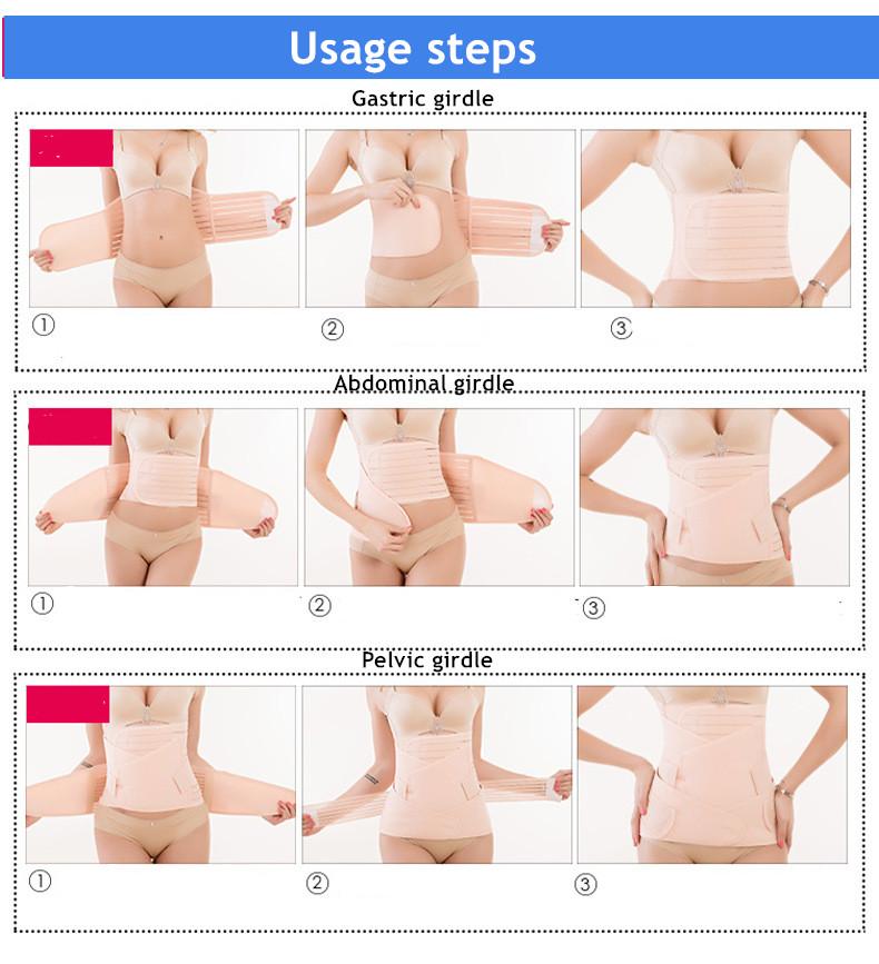 Postpartum Repair with Elastic Abdominal Band 3-in-1 Abdominal Girdle Breathable High Elastic Belt Natural Delivery Cesarean Section Tool