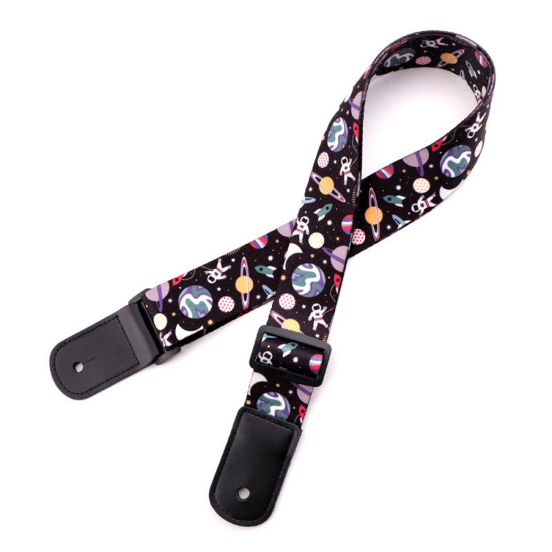 Uroczy Pasek do Ukulele Poliestrowy Wzór Kosmiczny 38mm*1.4m dla Dzieci