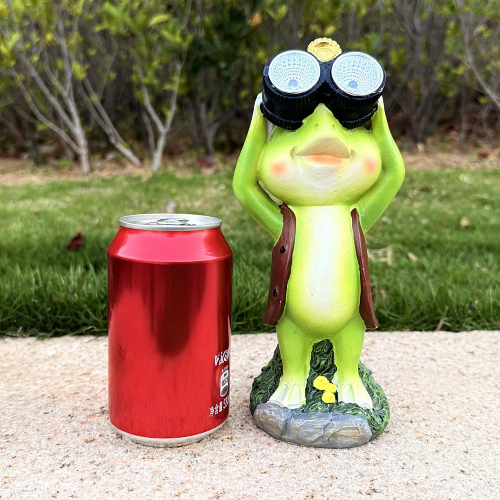 Sonnenschutz Frosch Gartendekoration Skurrile Froschskulptur für Terrasse Solar Frosch Statue Gartenskulptur für Außenbereich