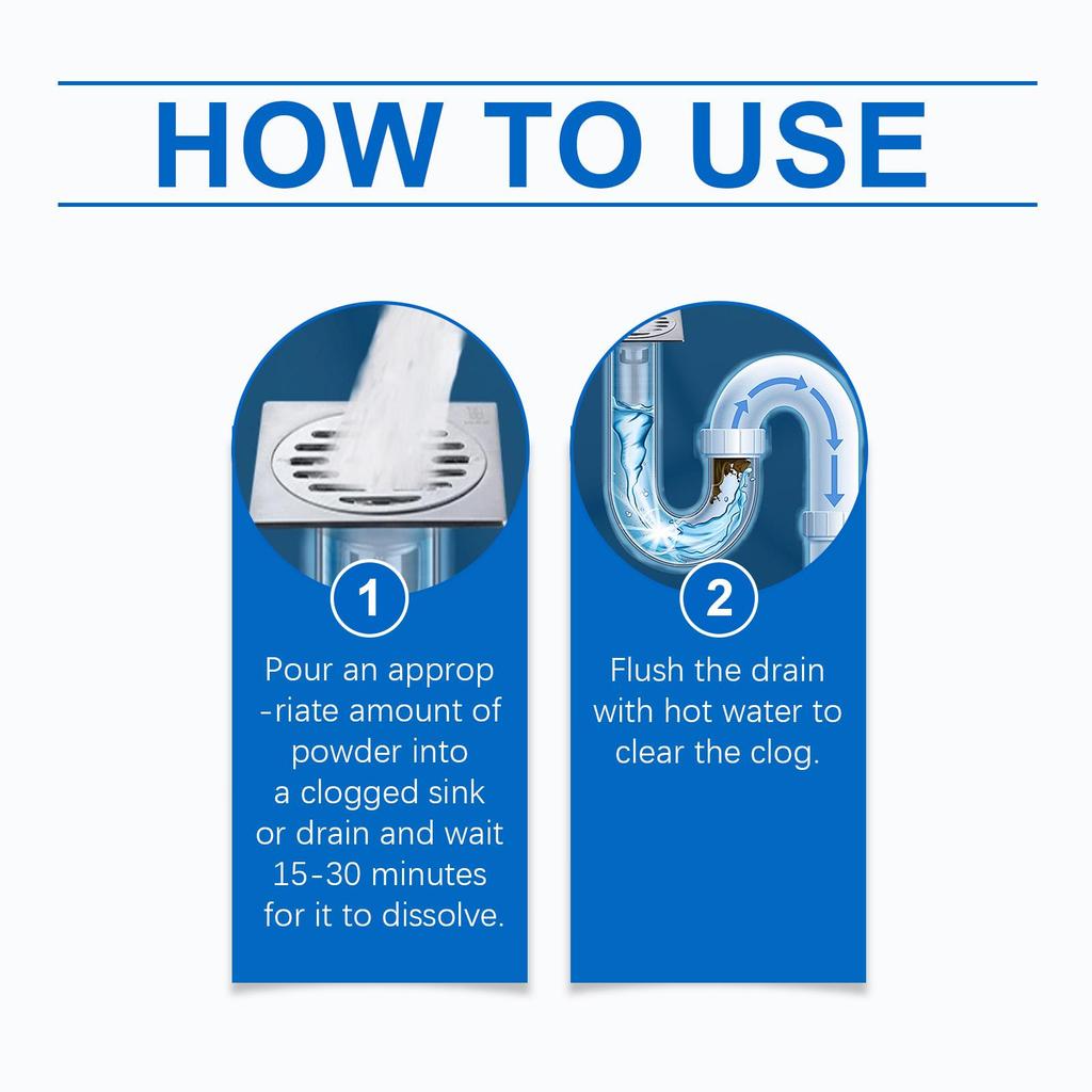 Jue Fish Drain Cleaning Powder (6pcs) for Kitchen and Bathroom Drains - Cleans and Unblocks Drains, Removes Blockages