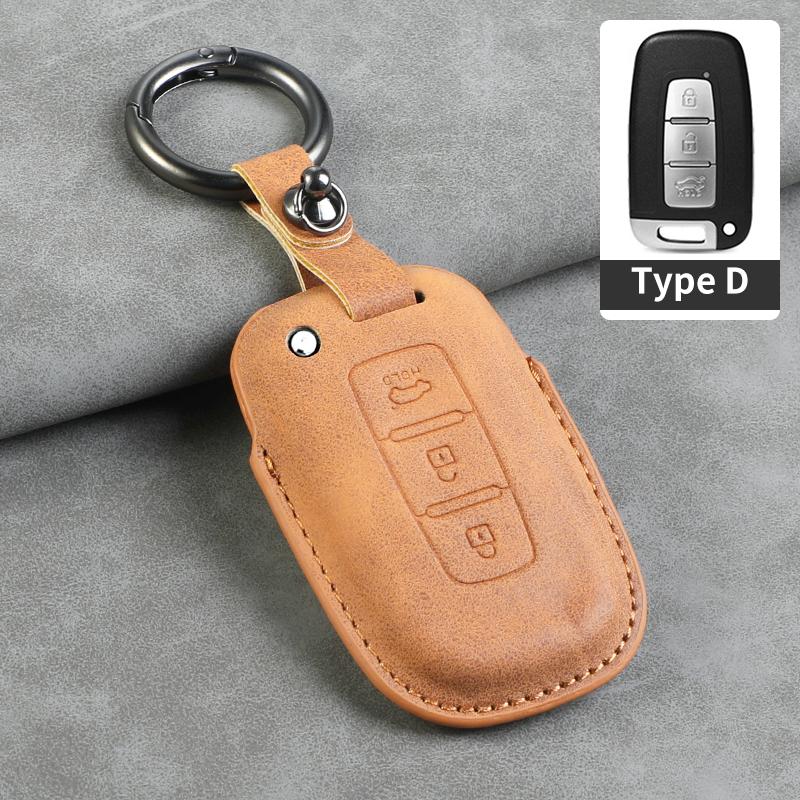 Leder Autoschlüsselhülle Abdeckung Schale Anhänger Für Hyundai Grand Prix Gn7 Ioniq6 Nuovo Kona Genesis Coupe Sonata Ix35 Schutz Schlüsselanhänger