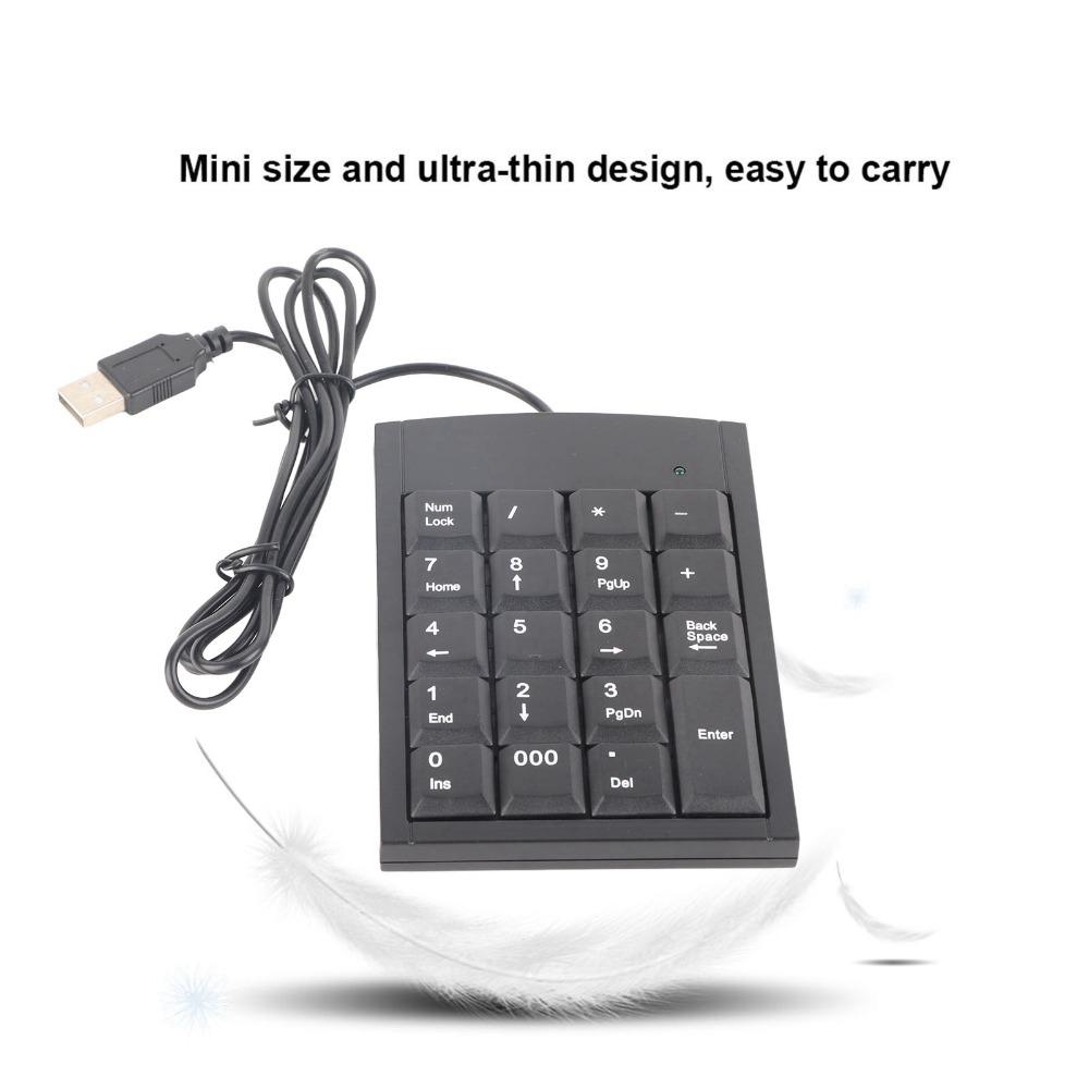 Black 19 Key USB Numeric Keypad Plug and Play Mini Size Number Keyboard Portable Numeric Keypad Accounting