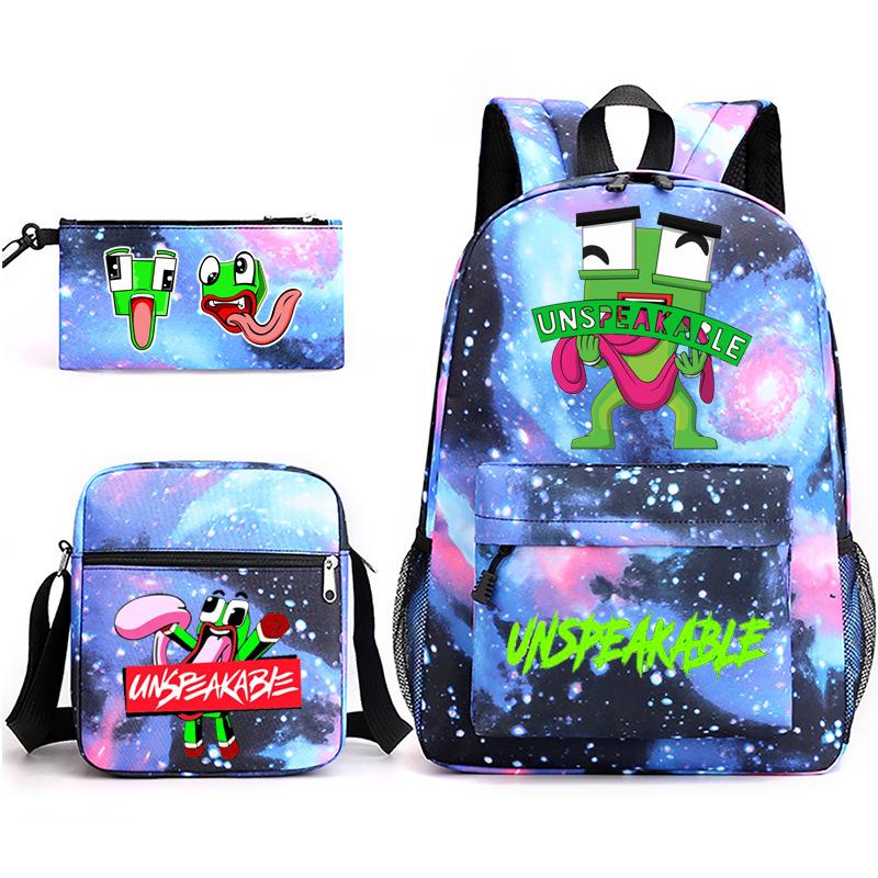 Zaino Inspeakable Set da 3 Pezzi, Zaino Studente di Grande Capacità con Borsa Pranzo e Astuccio, Resistente all'Acqua, Durevole
