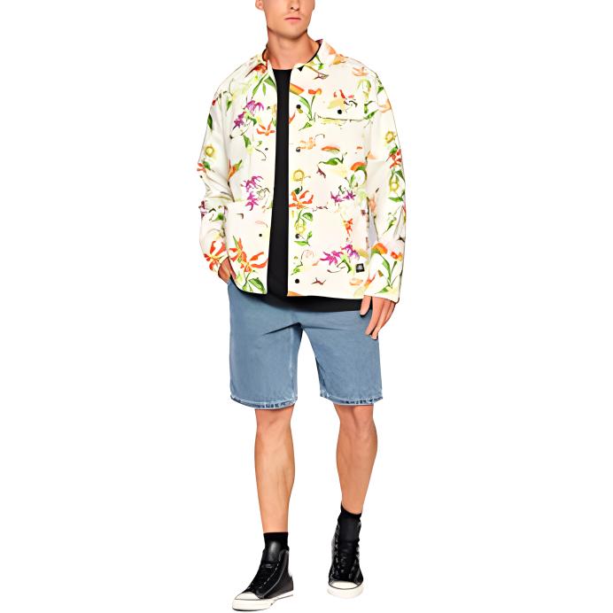 Vans Floral Print Single Button Collar Long Sleeve Jacket Men Jacket Multicolor VN0A3WF1YK1