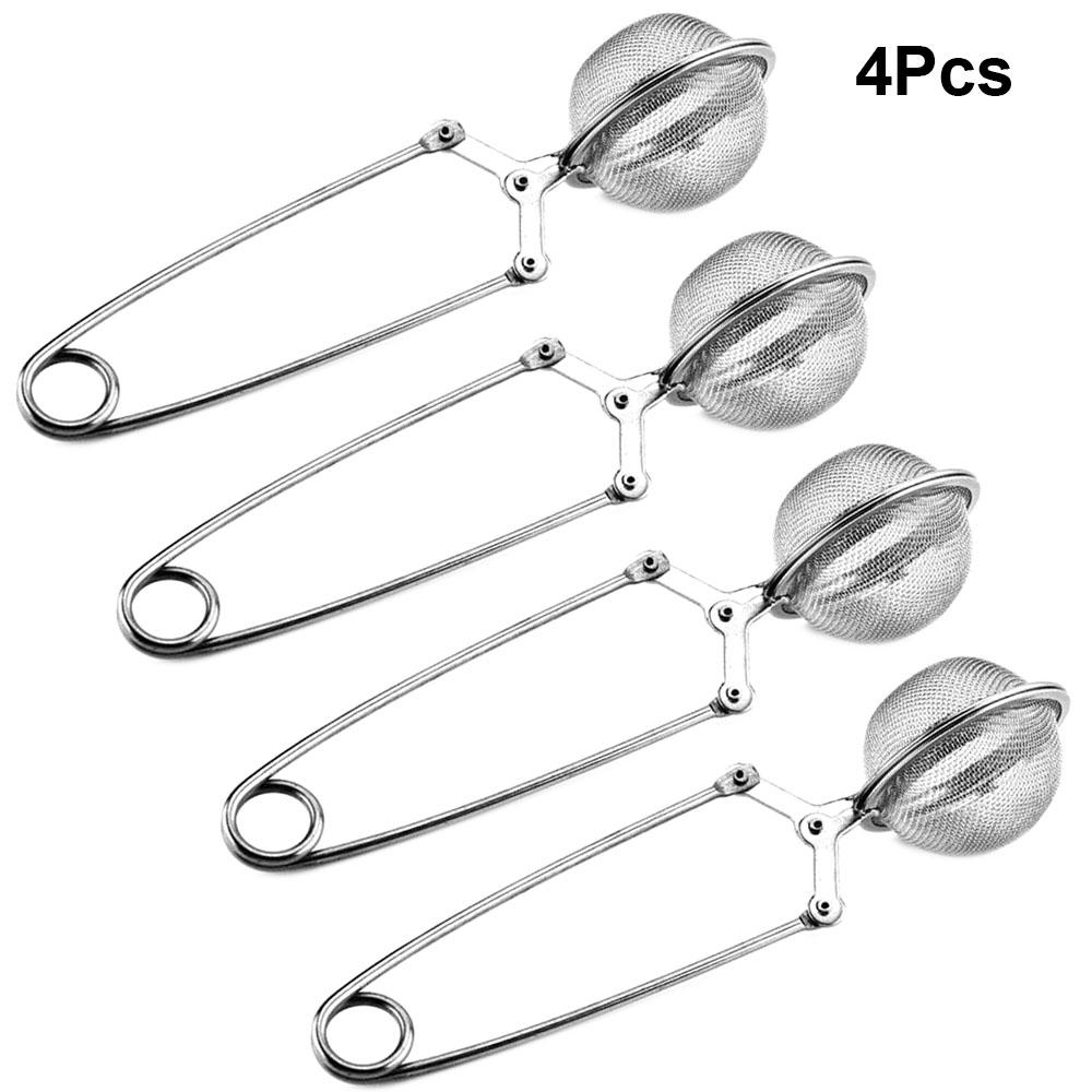 1-4Pcs Tea Infuser Handle Tea Ball Sphere Mesh Tea Strainer Coffee Herb Spice Filter Diffuser Kitchen Gadget Stainlesss Steel