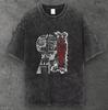 Mens Human Silhouette Oversized Cotton T Shirt Washed Black Y2K Streetwear S-3XL