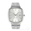 Steel Belt Watch Retro Silver Real Calendar Square Watch High-end Sense Men's and Women's Commuting Gold Brick Quartz Watch