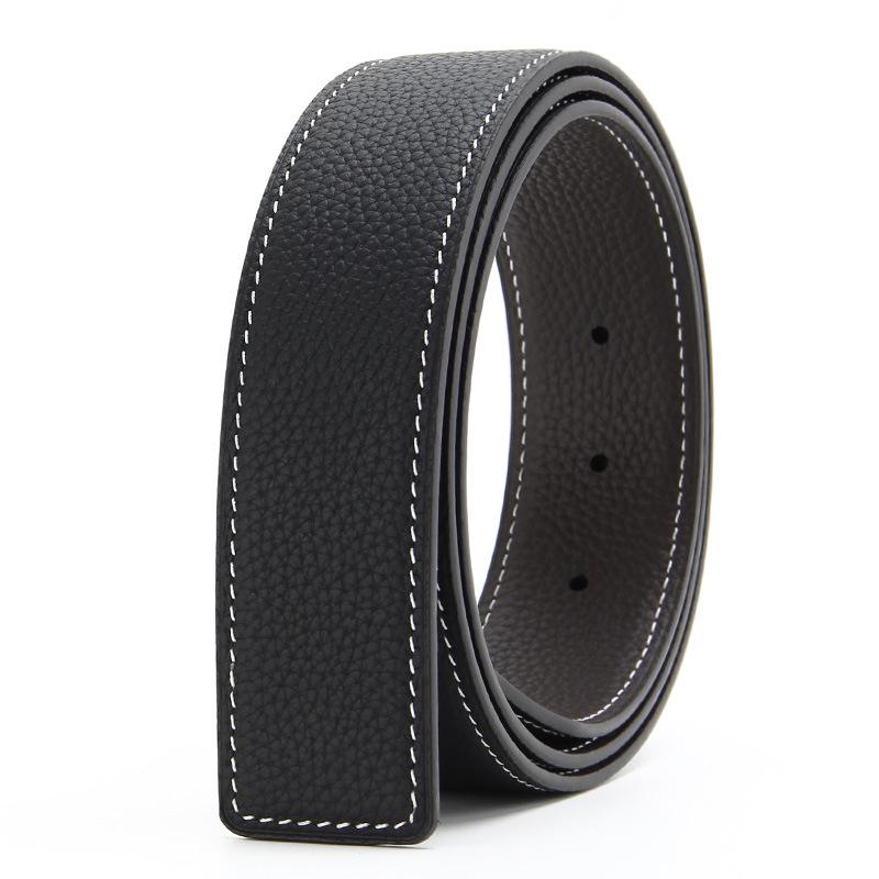 

Мужской ремешок из коровьей кожи с пряжкой-пином: Двусторонняя кожа высшего качества с текстурой личи и белой строчкой 110-130 CM