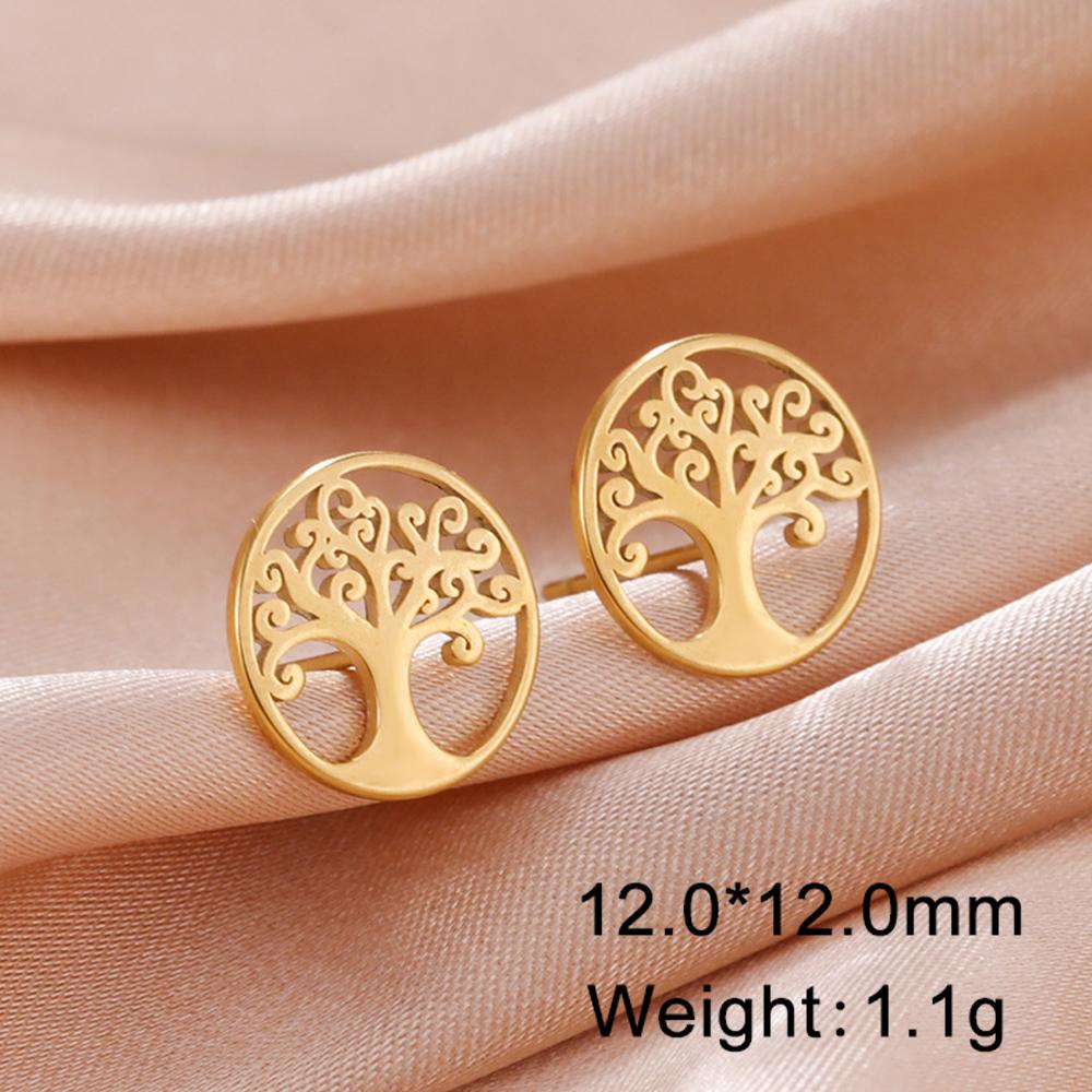 Dawapara Cirkel Levensboom Oorbellen Clear Zirconium Ronde Oorbellen Roestvrij Staal Ierse Sieraden Vriendschapscadeau
