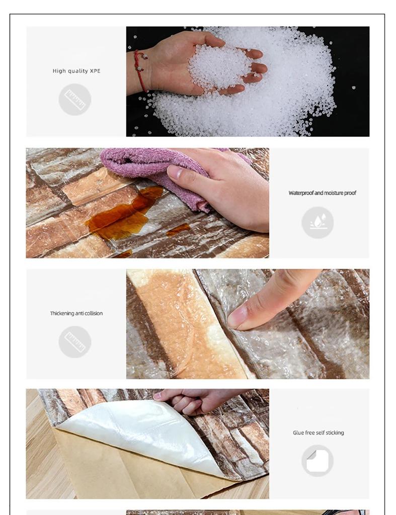 3D Wall Sticker 10/20Pcs 70*77cm Self Adhesive Brick Wall Stickers for Kids Room, Bedroom, Web Celebrity Room Decoration Backgrounds