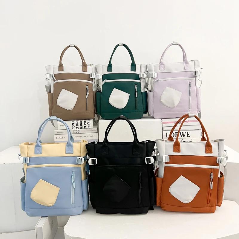 Practical Large Capacity Canvas Bag Solid Color Zipper Casual Bag Backpack for Girls and Boys