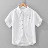 High-End Pure Linen Shirts for Men, Short-Sleeved Printed Tops, Summer Thin Breathable Cotton-Linen Shirts