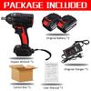 AC 110-240V 520NM 1/2 Inches Max, Brushless Impact Wrench 288VF  Li-ion Electric Wrench with 2 Batteries for Battery