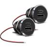12V USB Outlet All-Aluminum QC 3.0 USB-A & USB-C PD3.0 Dual High-Speed Charger Socket, Recessed Mount Type-A Type-C Port for Camper Van Trailer RV