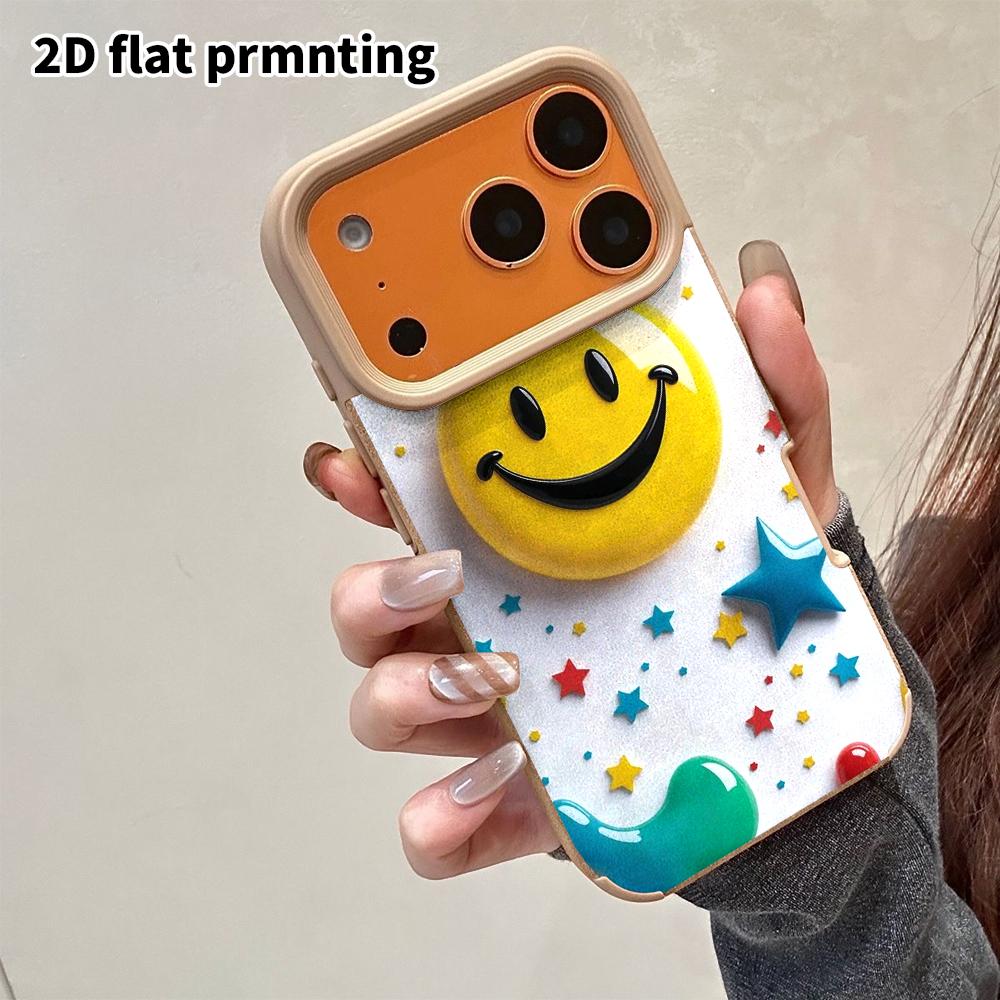 Phone Case: 2D flat lambskin suitable for iPhone 18, 17, 16, 15, 14, 13 Pro film protective case,smiley bubble, Christmas and Halloween gift