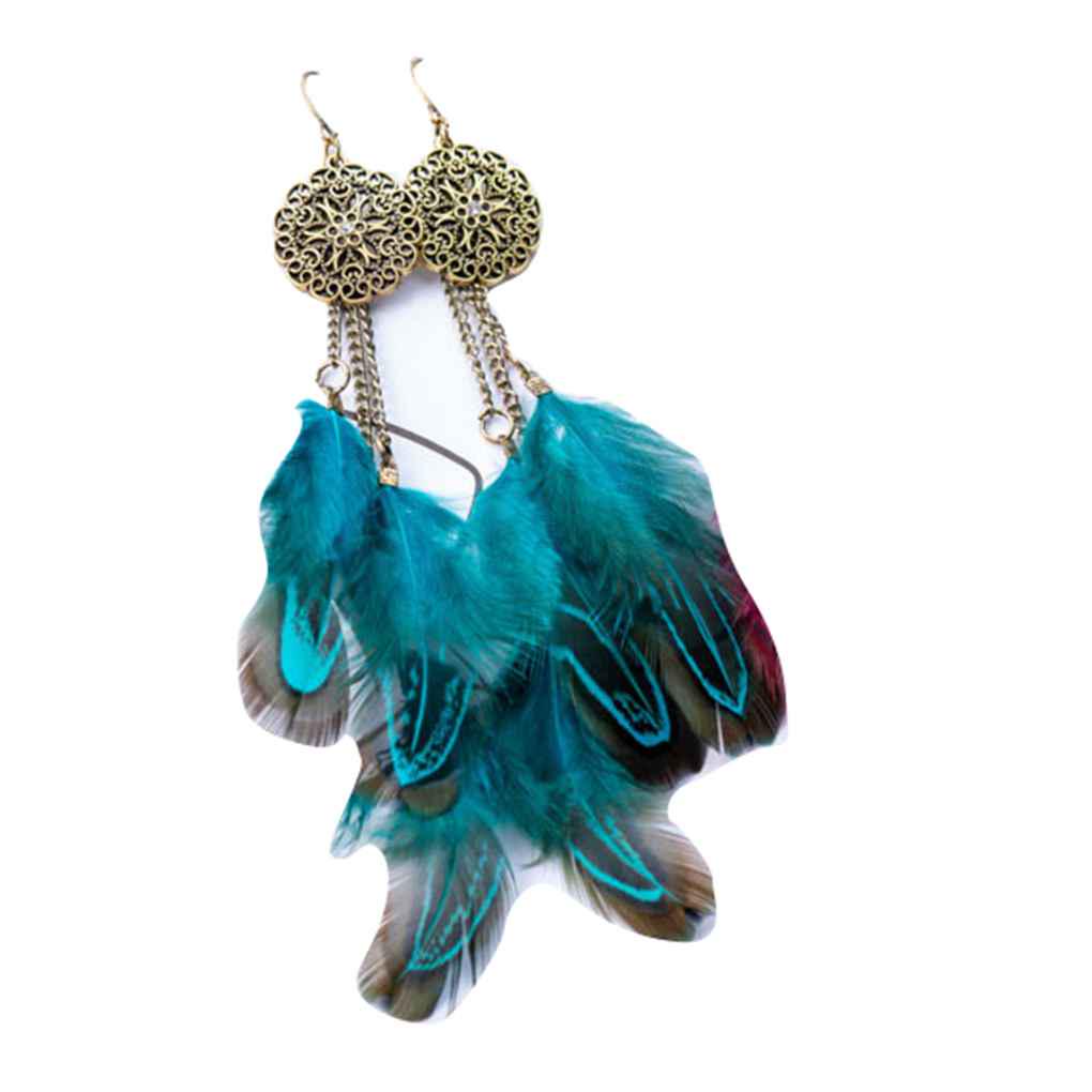 Винтажные серьги длинные женские полые подвески висячие серьги-капли для девочек серьги-кольца с ушными крючками синий