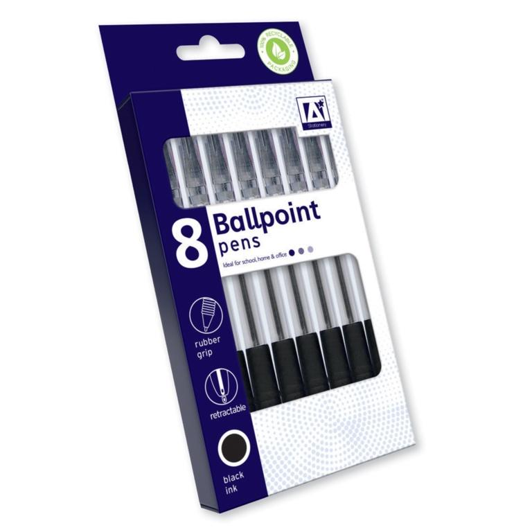 IG Design Retractable Ballpoint Pen (Pack of 8)
