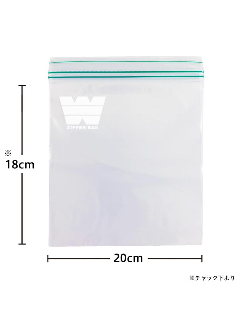 Chemical Japan Storage Bag W Zipper Storage Pack M Size Height 20cm Width 18cm 90 Pieces Frozen/Refrigerated JCZM-90