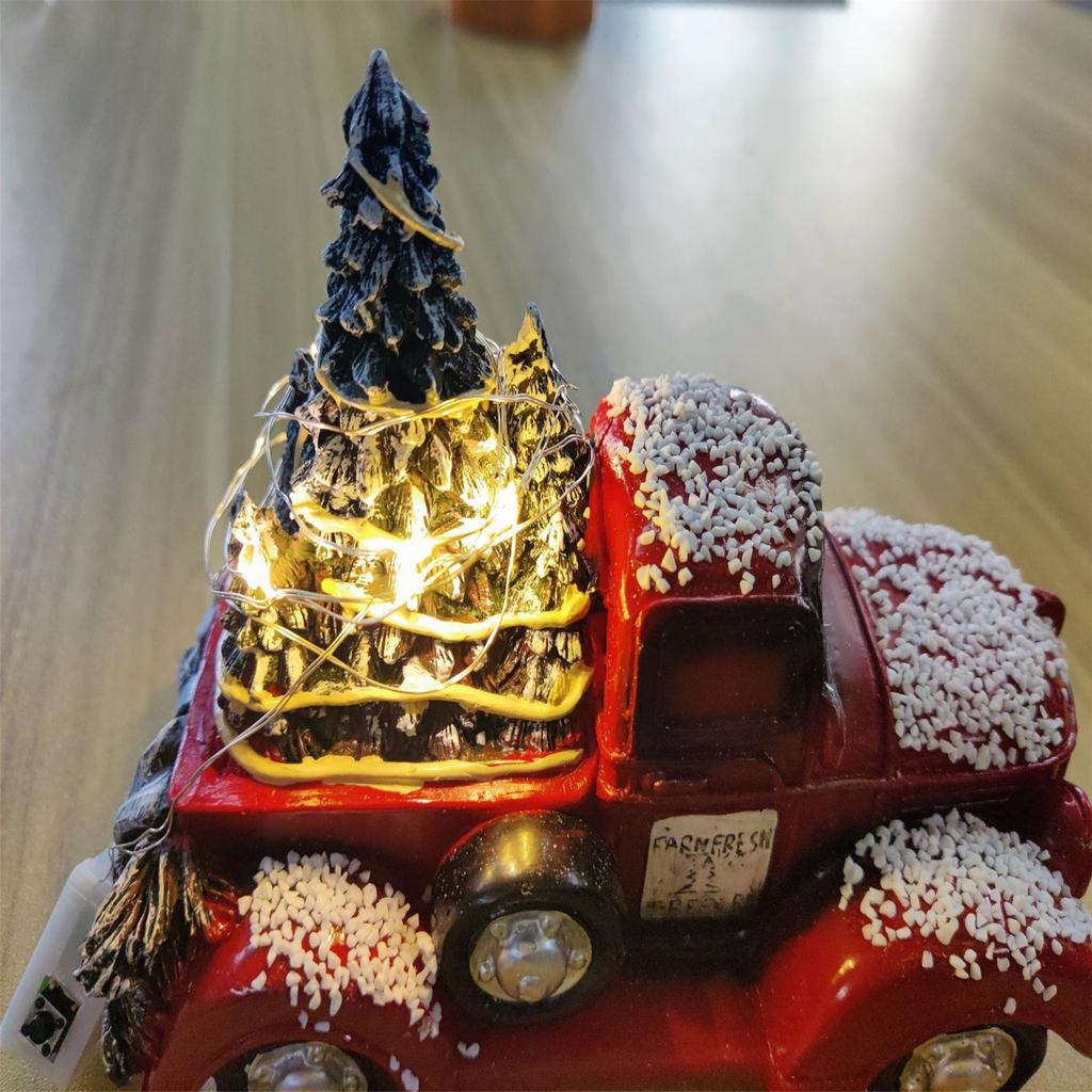 Christmas Resin Truck Toy Vintage Pickup Truck Car with Tree New Year Christmas Decoration Adornments Gift