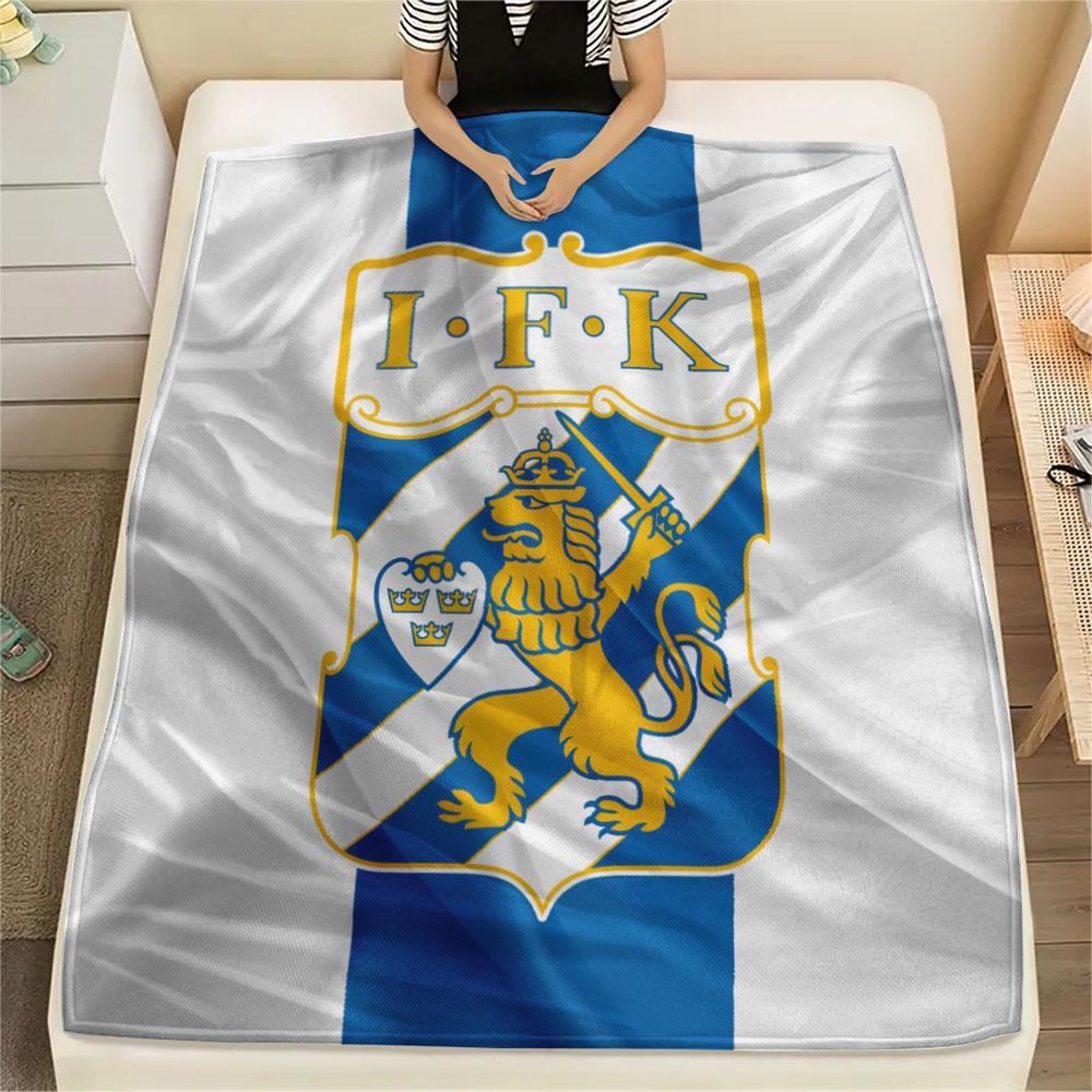 Coperta in Flanella Stampata IFK Goteborg, morbido plaid per camera da letto divano, lavabile, merchandising per tifosi di calcio, ottimo regalo.