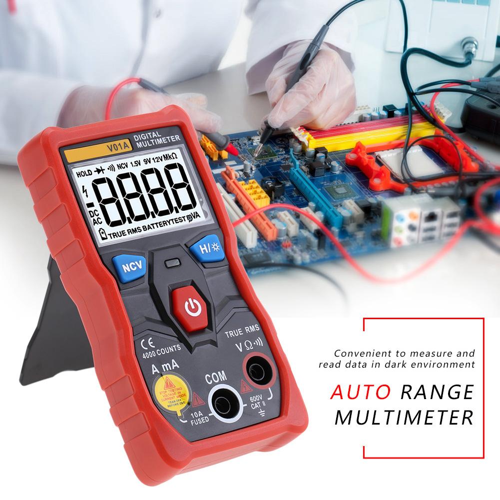 ANENG V01A Auto Range True RMS Digital Multimeter ACDC Current Voltage Ohm Tester (Red)