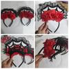 Big Rose Flower Halloween Headband Decoration Rose Flower Crown Red Rose Flowers Headdress  Girls