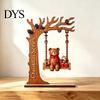 Artisanal Wood Christmas Decor Wooden Swing Ornament with Santa Claus/Bear for Christmas, Tabletop Rustic Home Accents Claus Figurine Living