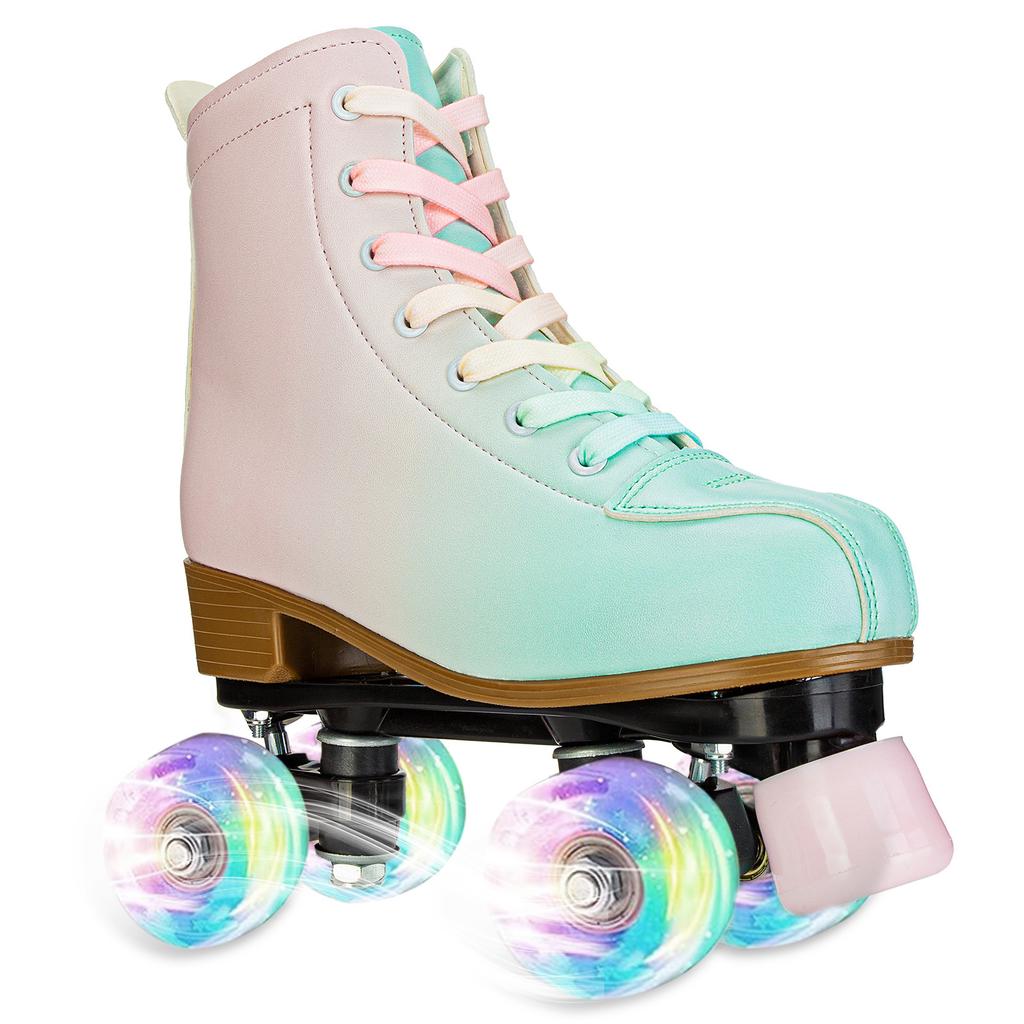 Flashing Roller Skates For Women Double Row Quad Skate Shoes Adult Outdoor Indoor Skating Training Sneakers With 4 Wheels 33-41