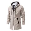 Autumn and Winter Business Casual Knitted Jacket Hooded Top for Men's Mid-length Daddy Suit Plush Jacket