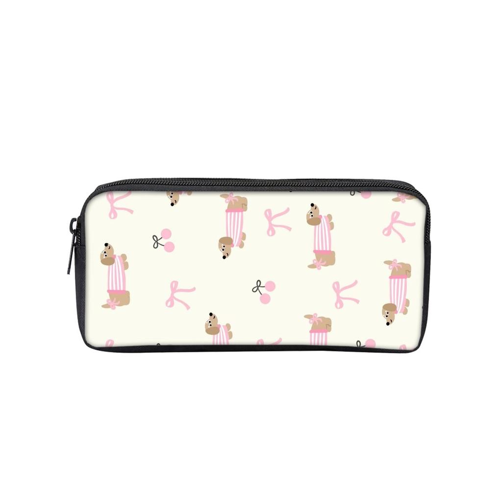 Cute Dachshund Print Single Layered Pencil Case for Boy/Girls Best Gifts Cartoon School Supplies Pencil Pouch for Children