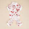 Small Dogs Printed Pink Bear and Heart Pet Clothes Cute Puppy Dog Outfits Jumpsuit Bodysuits for Valentine's Day Mothers' Day D