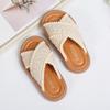 Girls Sandals 2026 Woven Beach Slides Princess Style Cross-Strap Outdoor Flip Flops Kids