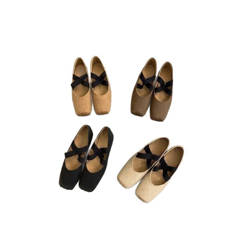 Square head shallow mouth single shoes female spring and autumn 2025 new French retro gentle fairy ballet flat Mary Jane shoes