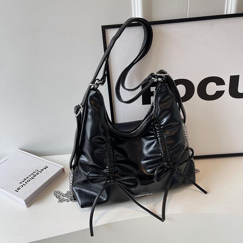 

Женская сумка-тоут, новый рюкзак большой вместимости, универсальная цепочка, одно плечо, сумка-мессенджер, рюкзак премиум-класса чёрный