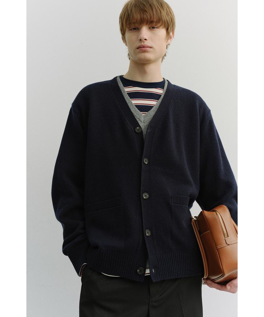 Deonseuteupomaen Boyfriend Knit Cardigan_Unisex_Udsw6A102_Dark Navy