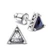 Copper-Plated Platinum Deep Blue Diamond Stud Triangle Earrings for Men