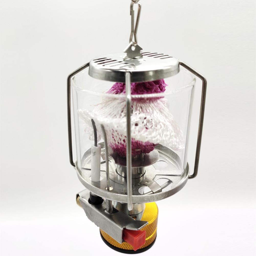 Camping Mini Portable Camping Lantern Gas Light Tent Lamp Torch Hanging Glass Lamp Travel Gas Stove