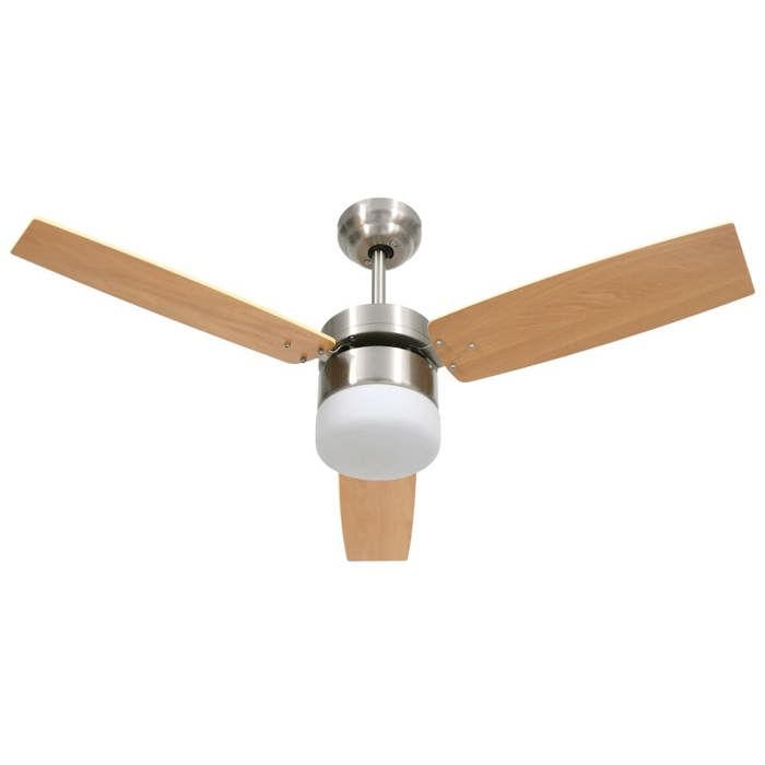 Ventilateur de plafond avec lampe et télécommande - VIDAXL - 108cm - Marron - LED