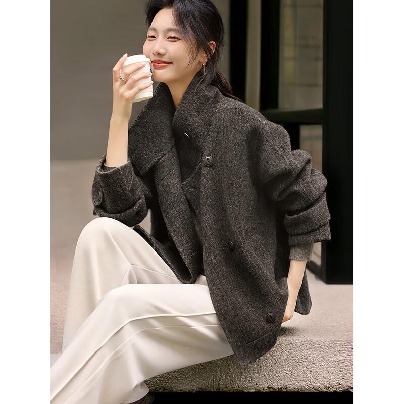 XWI Women's Alpaca Silk Double-faced Wool Coat
