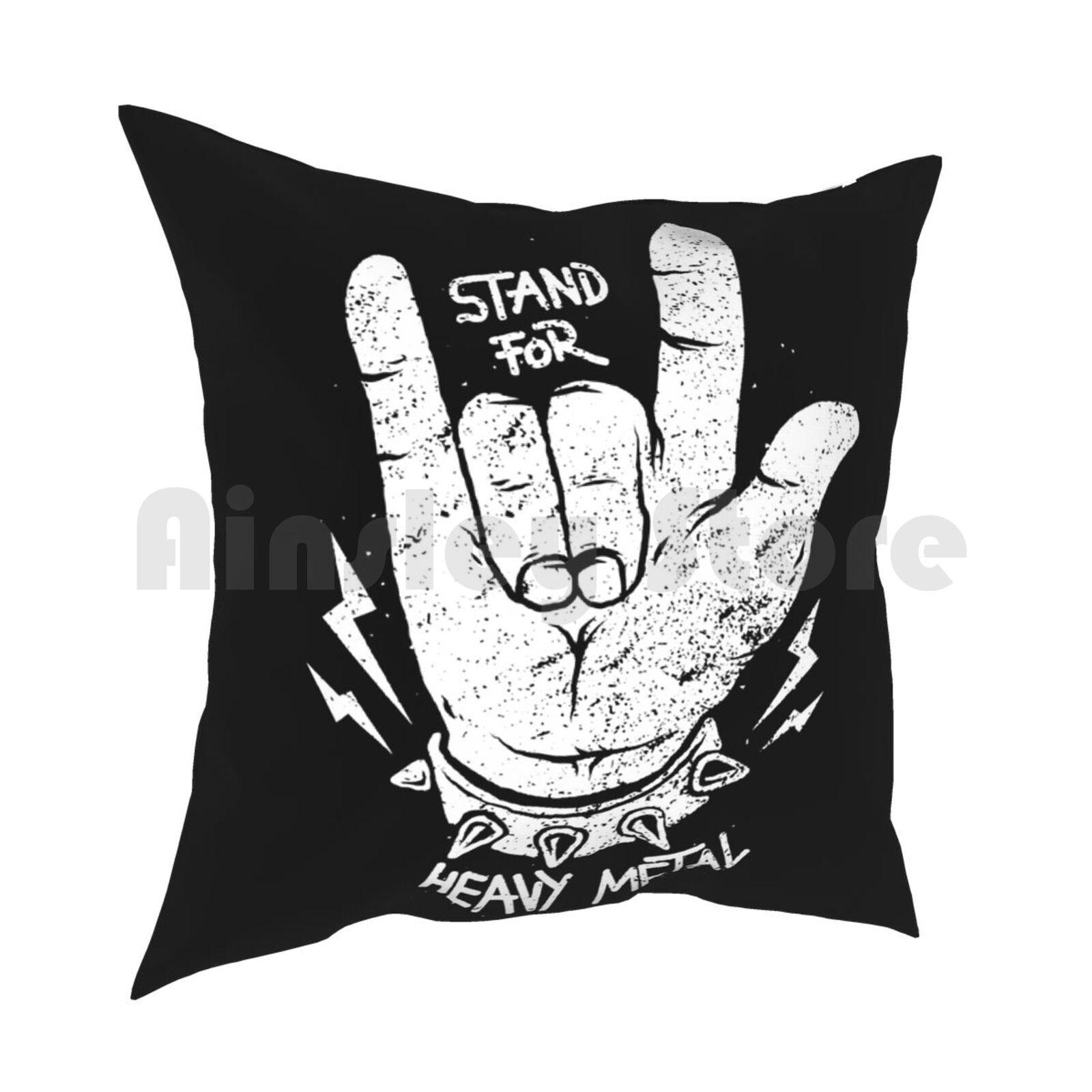 Stand For Heavy Metal Pillow Case Printed Home Soft DIY Pillow Cover Metal Heavy Metal Music Rocker Punk Punker Quote Quotes 30x30cm 12x12in
